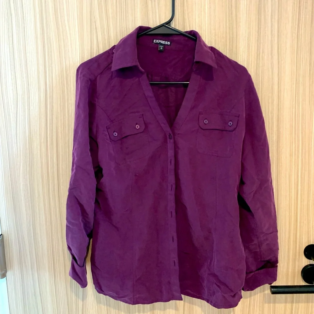 Express Purple Button down - Picture 3 of 3